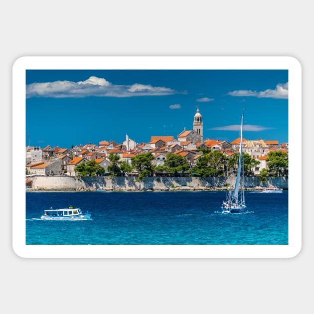 Old Town Korcula from the Sea Sticker by Sun Pixel Photography